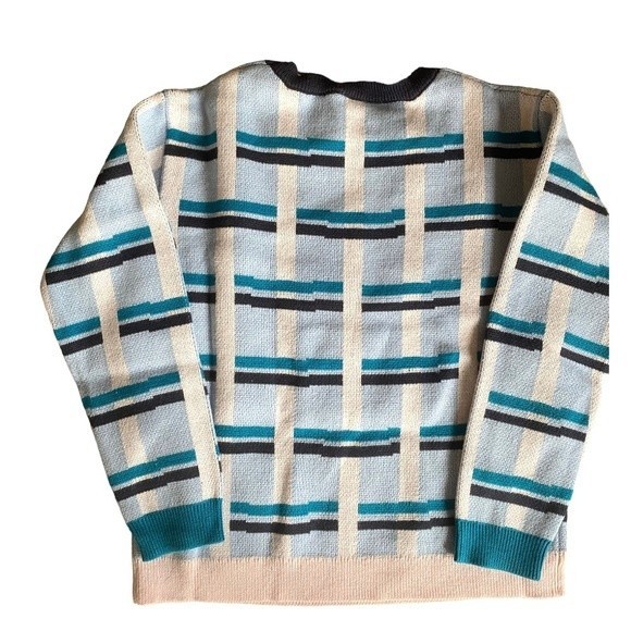 Nordstrom Open Edit Stripe Pattern Cotton Knit Sweater Blue Kentucky Thatch - Picture 3 of 5